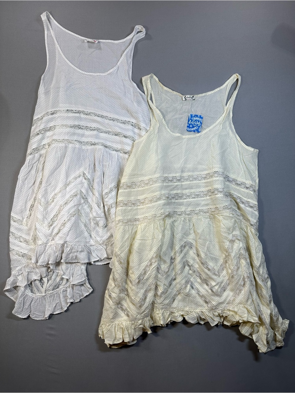 NWT SET OF 2 Free People Intimately Voile & Lace Trapeze Slip Dress - Small